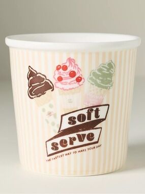 Anthropologie Ice Cream Pint Container Glace Stoneware in Yellow Stripes